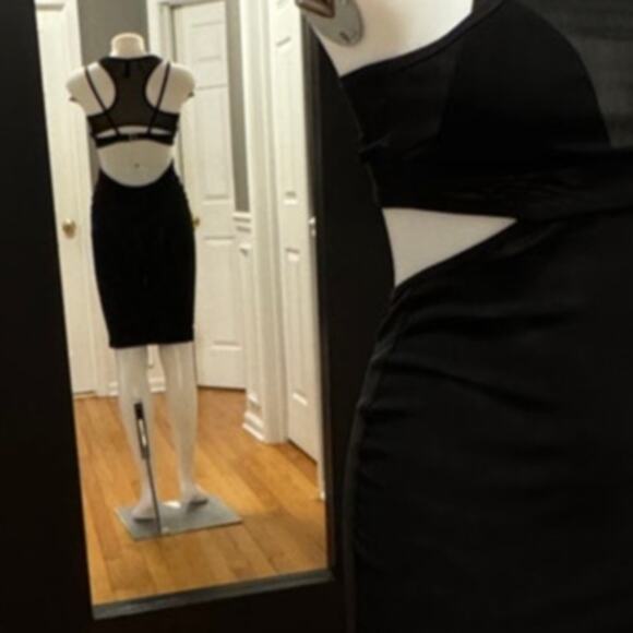Bec & Bridge Kathy Sexy Mesh Cut Out Black Midi Body Dress Size 4 Semi Sheer - Picture 5 of 16